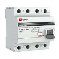 Выключатель дифференциальный (УЗО) ВД-100 4п 100А 30мА тип AC PROxima | код. elcb-4-100-30-em-pro | EKF